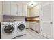 Functional laundry room with modern washer and dryer units and plenty of storage at 6062 S Emporia Cir, Englewood, CO 80111