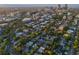 Wide aerial shot of urban neighborhood with many trees and visible skyline at 544 N Logan St, Denver, CO 80203