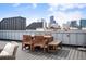 Outdoor table and chairs on rooftop deck with skyline views at 2589 Arapahoe St, Denver, CO 80205