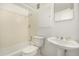 This is an image of a clean bathroom with a combined shower and tub at 3756 S Forest Way, Denver, CO 80237