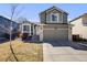 Charming two-story home features a well-maintained lawn, complemented by an attached two-car garage at 9377 Weeping Willow Ct, Highlands Ranch, CO 80130