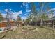 Backyard with sandbox, playground, and landscaped area at 15685 E 50Th Ave, Denver, CO 80239