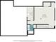 Floor plan of the basement featuring a utility room and full bath; dimensions shown at 1572 W Long Ave, Littleton, CO 80120