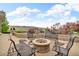 Outdoor patio with a stone fire pit and comfortable seating, perfect for relaxation at 5881 Deer Meadow Trl, Golden, CO 80403