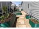 Backyard garden area with metal raised beds and stone pathway at 14160 Ivanhoe St, Thornton, CO 80602