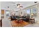 Inviting living room featuring plush sofas, a decorative rug, and plenty of natural light at 201 Shenandoah Way, Brighton, CO 80603
