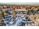 Aerial view of a residential neighborhood in winter at 6144 S Fulton St, Englewood, CO 80111