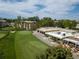 Scenic aerial view overlooking meticulously maintained golf course and lush landscaping surrounding residential buildings at 9150 E Center Ave # 7C, Denver, CO 80247