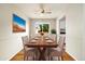 Well-lit dining room with a wooden table, seating for six, and wainscoting at 396 S Troy St, Aurora, CO 80012