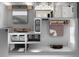 A top-down view of the home layout, with two bedrooms and an adjacent bathroom at 838 N Cherry St # 1, Denver, CO 80220