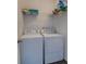 Functional laundry room is equipped with a washer and dryer for convenience at 1868 Makley Loop, Castle Rock, CO 80104