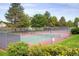 Community tennis courts are surrounded by lush green trees, providing a serene and active lifestyle at 1470 S Quebec Way # 178, Denver, CO 80231