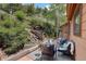Cozy outdoor patio area with comfortable seating, perfect for enjoying the serene garden setting at 34127 Cactus Dr, Evergreen, CO 80439