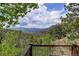 Scenic mountain vista view framed by lush trees and foliage from the house at 34127 Cactus Dr, Evergreen, CO 80439