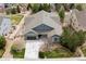 Aerial view of a well-maintained home featuring mature trees and professional landscaping at 5310 Craftsman Dr, Parker, CO 80134