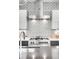 Close-up of modern kitchen with stainless steel range, decorative backsplash, and sleek countertops at 3617 Shoshone St, Denver, CO 80211