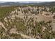 High aerial shot displaying several houses nestled on a hillside among lush trees, illustrating a tranquil and elevated community at 12672 Rancho Ct, Conifer, CO 80433