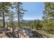 A tranquil scene from a mountain vista with a comfortable bench and panoramic mountain views at 12672 Rancho Ct, Conifer, CO 80433