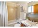 Bathroom with a shower-tub combination, and a wooden vanity at 1270 Berea Dr, Boulder, CO 80305