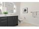Well-lit bathroom featuring a modern vanity, stylish mirror, and sleek fixtures for a clean and contemporary look at 2530 Lawrence St # Ra101, Denver, CO 80205