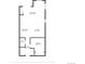 Floor plan showcasing the layout of the first floor with the living room, dining area, kitchen, and bedroom at 2530 Lawrence St # Ra101, Denver, CO 80205
