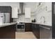 Modern kitchen featuring stainless steel appliances, sleek cabinetry, and bright subway tile backsplash at 2530 Lawrence St # Ra101, Denver, CO 80205