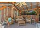 Outdoor pergola features comfortable seating, overhead fan, and rustic decor at 6480 W 60Th Ave, Arvada, CO 80003