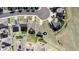Aerial view of a single-Gathering home in a residential neighborhood, surrounded by green lawns at 5996 Sun Mesa Cir, Castle Rock, CO 80104