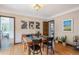 Inviting dining room with a wooden table set for four and modern art at 1423 Dahlia St, Denver, CO 80220