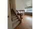 Carpeted dining room with chandelier and staircase at 7863 S Harrison Cir, Centennial, CO 80122