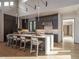 Gourmet kitchen boasts sleek cabinetry, a large island, pendant lighting, and counter seating for a modern culinary experience at 132 N Gold Flake Ter, Breckenridge, CO 80424