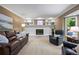 Comfortable living room with a white fireplace, built-in shelves, and cozy seating at 3726 E Nichols Ave, Centennial, CO 80122