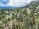 Beautiful mountain home featuring an expansive deck with scenic views surrounded by lush forest and mature trees at 7273 Silverhorn Dr, Evergreen, CO 80439