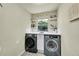 Functional laundry room with a sink, modern washer and dryer, and bright natural light at 3311 Klondike Pl, Castle Rock, CO 80108