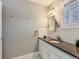 Stylish bathroom featuring a granite countertop, white cabinets, and modern fixtures with a window at 325 S High St, Denver, CO 80209