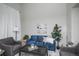 Living room with blue sofa, gray armchairs, and large artwork at 6436 Silver Mesa Dr # E, Highlands Ranch, CO 80130