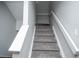 Gray carpeted staircase with white railings at 6436 Silver Mesa Dr # E, Highlands Ranch, CO 80130