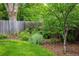 Manicured backyard with mulch beds along a wood fence and a lush green lawn at 1672 Maccullen Dr, Erie, CO 80516