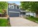 Charming two-story home featuring a well-manicured lawn, inviting front porch, and an attached two-car garage at 1672 Maccullen Dr, Erie, CO 80516