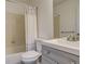 Bathroom featuring a shower-tub combination, toilet, and a sleek white vanity at 3525 28Th St # 304, Boulder, CO 80301