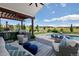 Inviting backyard oasis featuring a covered patio, outdoor kitchen, and sparkling pool with great views at 2705 Fox View Trl, Franktown, CO 80116