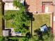 Birds eye view showing the layout of the back yard and the placement of the large tree, shed, and gazebo at 4604 Routt St, Wheat Ridge, CO 80033