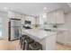 Well-lit kitchen featuring white cabinets, an island with seating, and stainless steel appliances at 1645 Wabash St, Denver, CO 80220