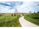 Scenic walking path winding through a lush green community with a playground at 7258 Oasis Dr, Castle Rock, CO 80108