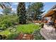 Lush backyard featuring a well-manicured lawn, beautiful landscaping, and inviting patio at 5225 S Everett Ct, Littleton, CO 80123