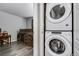 Convenient laundry closet with Whirlpool washer and dryer situated near the bedroom for easy access at 744 Grand Market Ave, Berthoud, CO 80513