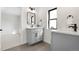 Bathroom featuring single vanity with gray cabinets and white countertops at 3041 S Bellaire S St, Denver, CO 80222