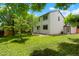 Spacious backyard offers plenty of lush green grass, mature trees and privacy at 202 Hoover Ave, Louisville, CO 80027