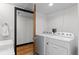 Functional laundry room with washer, dryer, and sink, for added convenience at 1551 Larimer St # 1106, Denver, CO 80202