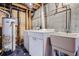 Laundry area featuring a washing machine, dryer, sink, and water heater at 12879 E Oregon Dr, Aurora, CO 80012